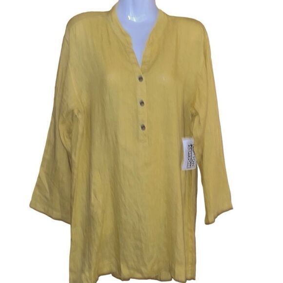 CALIFORNIA THREADS Tunic Small 100% Linen Longline Boho USA Coastal MSRP $70 NWT - Picture 1 of 8